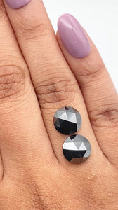 5.73cttw | Black Round Shape Rose Cut Diamond Matched Pair - Modern Rustic Diamond