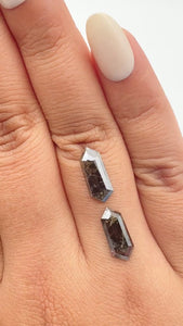 2.99cttw | Rustic  Hexagon Shape Rose Cut Diamond Matched Pair - Modern Rustic Diamond