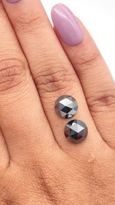 4.43cttw | Black Round Shape Rose Cut Diamond Matched Pair - Modern Rustic Diamond