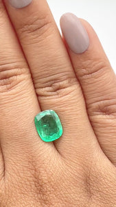 2.45ct | Brilliant Cut Cushion Shape Brazil Emerald - Modern Rustic Diamond