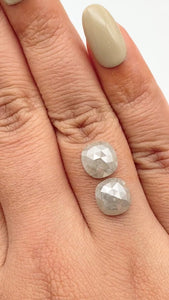 5.52cttw | Rustic  Cushion Shape Rose Cut Diamond Matched Pair - Modern Rustic Diamond