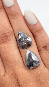 11.15cttw | Rustic Pear Shape Rose Cut Diamond Matched Pair - Modern Rustic Diamond