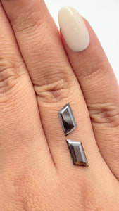 1.69cttw | Salt & Pepper Trapezoid Shape Rose Cut Diamond Matched Pair - Modern Rustic Diamond
