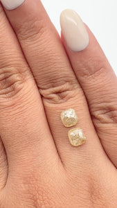 1.92cttw | Salt & Pepper Cushion Shape Rose Cut Diamond Matched Pair - Modern Rustic Diamond