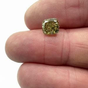 2.01ct | Fancy Dark Brown-Greenish Yellow VS1 Cushion Shape Brilliant Cut Diamond (GIA) - Modern Rustic Diamond