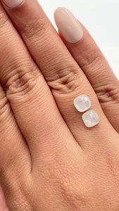 2.54cttw | Salt & Pepper Cushion Shape Rose Cut Diamond Matched Pair - Modern Rustic Diamond