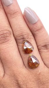 7.05cttw | Salt & Pepper Pear Shape Rose Cut Diamond Matched Pair - Modern Rustic Diamond