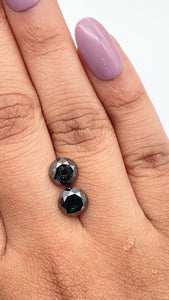 4.23cttw | Black Round Shape Brilliant Cut Diamond Matched Pair - Modern Rustic Diamond