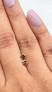 0.77cttw | Champagne SI Round Shape Brilliant Cut Diamond Matched Pair - Modern Rustic Diamond