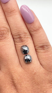 3.04cttw | Black Cushion Shape Rose Cut Diamond Matched Pair - Modern Rustic Diamond