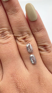 1.36cttw | Salt & Pepper Cushion Shape Rose Cut Diamond Matched Pair - Modern Rustic Diamond