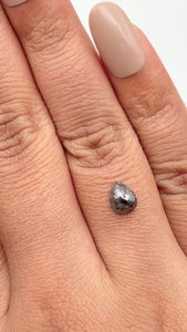 1.00ct | Salt & Pepper Pear Shape Rose Cut Diamond - Modern Rustic Diamond