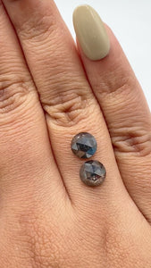 3.54cttw | Salt & Pepper Round Shape Rose Cut Diamond Matched Pair - Modern Rustic Diamond