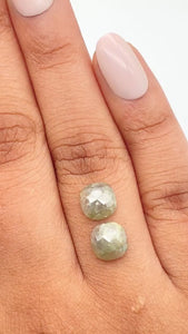 3.25cttw | Rustic  Cushion Shape Rose Cut Diamond Matched Pair - Modern Rustic Diamond