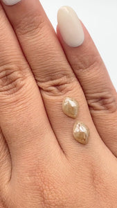 3.07cttw | Salt & Pepper Marquise Shape Rose Cut Diamond Matched Pair - Modern Rustic Diamond