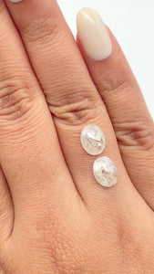 3.15cttw | Rustic Oval Shape Rose Cut Diamond Matched Pair - Modern Rustic Diamond