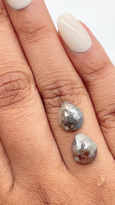 5.32cttw | Rustic  Pear Shape Rose Cut Diamond Matched Pair - Modern Rustic Diamond