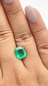 2.71ct | Brilliant Cut Cushion Shape Brazil Emerald - Modern Rustic Diamond