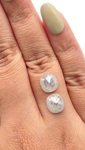 5.19cttw | Salt & Pepper Cushion Shape Rose Cut Diamond Matched Pair - Modern Rustic Diamond