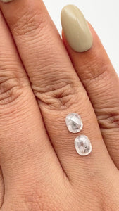 1.41cttw | Salt & Pepper Cushion Shape Rose Cut Diamond Matched Pair - Modern Rustic Diamond