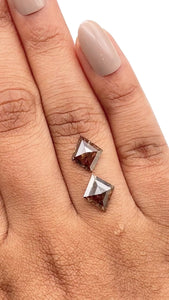 2.53cttw | Rustic  Kite Shape Rose Cut Diamond Matched Pair - Modern Rustic Diamond