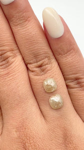 2.59cttw | Salt & Pepper Cushion Shape Brilliant Cut Diamond Matched Pair - Modern Rustic Diamond