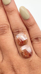 10.02cttw | Salt & Pepper Cushion Shape Rose Cut Diamond Matched Pair - Modern Rustic Diamond