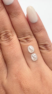 1.98cttw | Rustic Oval Shape Rose Cut Diamond Matched Pair - Modern Rustic Diamond