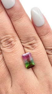 4.26ct |  Emerald Shape Step Cut Tourmaline - Modern Rustic Diamond