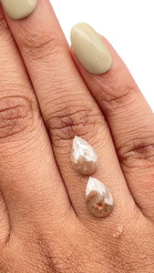 2.80cttw | Salt & Pepper Pear Shape Rose Cut Diamond Matched Pair - Modern Rustic Diamond