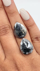 18.43cttw | Rustic  Pear Shape Rose Cut Diamond Matched Pair - Modern Rustic Diamond