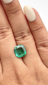 3.29ct | Brilliant Cut Cushion Shape Brazil Emerald - Modern Rustic Diamond