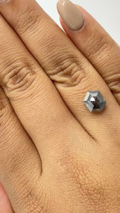 2.13ct | Salt & Pepper Hexagon Shape Rose Cut Diamond - Modern Rustic Diamond