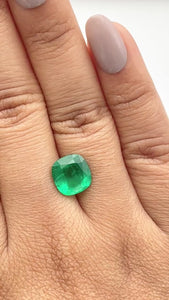 2.93ct | Brilliant Cut Cushion Shape Brazil Emerald - Modern Rustic Diamond