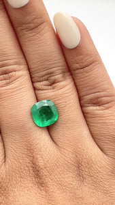 2.97ct | Brilliant Cut Cushion Shape Brazil Emerald - Modern Rustic Diamond