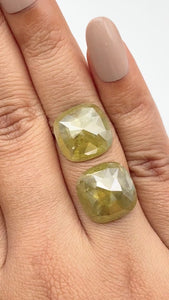 19.95cttw | Salt & Pepper Cushion Shape Rose Cut Diamond Matched Pair - Modern Rustic Diamond
