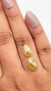 4.81cttw | Salt & Pepper Pear Shape Rose Cut Diamond Matched Pair - Modern Rustic Diamond