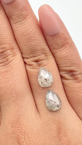 5.39cttw | Rustic Pear Shape Rose Cut Diamond Matched Pair - Modern Rustic Diamond