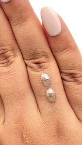 1.63cttw | Rustic  Oval Shape Rose Cut Diamond Matched Pair - Modern Rustic Diamond