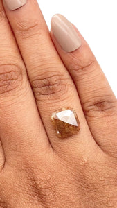 3.85ct | Salt & Pepper Cushion Shape Rose Cut Diamond - Modern Rustic Diamond