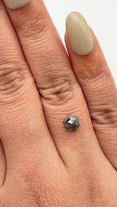 0.88ct | Salt & Pepper Hexagon Shape Rose Cut Diamond - Modern Rustic Diamond