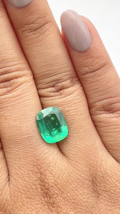 3.83ct | Brilliant Cut Cushion Shape Brazil Emerald - Modern Rustic Diamond