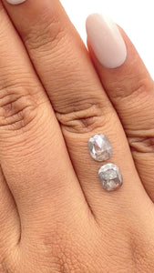1.87cttw | Rustic Cushion Shape Rose Cut Diamond Matched Pair - Modern Rustic Diamond