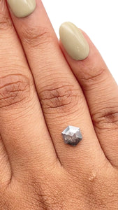 0.88ct | Salt & Pepper Hexagon Shape Rose Cut Diamond - Modern Rustic Diamond