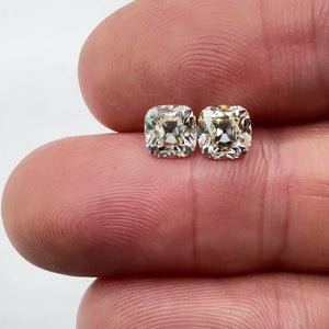 2.01cttw | L VS1-VVS2 Cushion Shape Old Mine Cut Diamond Matched Pair (GIA) - Modern Rustic Diamond