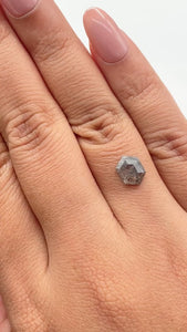1.05ct | Salt & Pepper Hexagon Shape Rose Cut Diamond - Modern Rustic Diamond