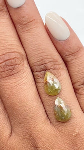 4.26cttw | Rustic  Pear Shape Rose Cut Diamond Matched Pair - Modern Rustic Diamond