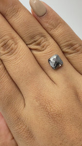2.06ct | Salt & Pepper Cushion Shape Rose Cut Diamond - Modern Rustic Diamond