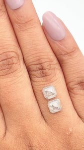 1.72cttw | Rustic  Asscher Shape Step Cut Diamond Matched Pair - Modern Rustic Diamond
