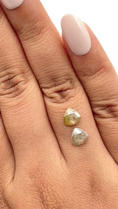 1.70cttw | Rustic  Pear Shape Rose Cut Diamond Matched Pair - Modern Rustic Diamond